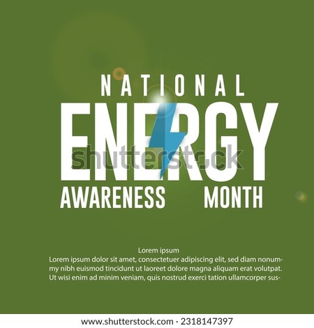 National Energy Awareness Month in October. Poster web banner vector design.