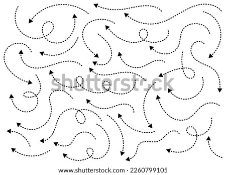 and drawn dotted arrow line vector illustration isolated on white