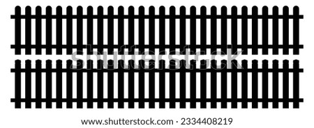 Set of fence silhouette in flat style vector illustration. Black fence isolated on white  ストックフォト © 