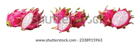 Dragon fruit isolated on white vector set