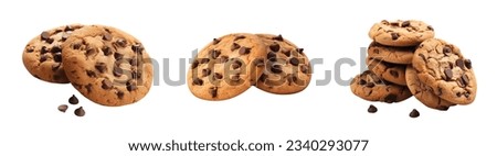 Cookies with chocolate chips vector set isolated on white