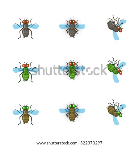 Cartoon Fly Flies. Cartoon Fly Sits. Cartoon Fly Dies. Stock Vector ...