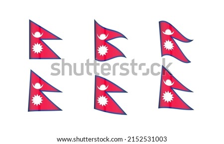 Nepal Flag Nepalese Waving Flags Vector Icons Set Wave Wavy Wind Republic Nation National State Symbol Banner Buttons Nepali Hindu Ocean Islands Asia All Every World Maldive Design Graphic