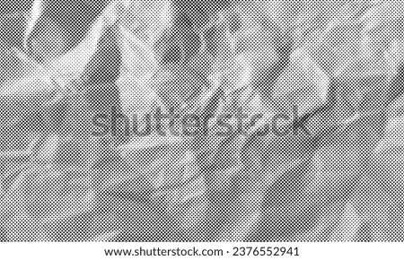 Abstract Dotted Halftone Retro Crumpled Paper Print Texture Vector Filter with Transparent Background
