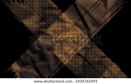 Abstract Rough Yellow Dotted Halftone Retro Paper Spilled Ink Print X Cross Texture Vector Filter with Dark Background