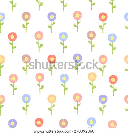Background of colorful flowers. Pattern of flowers tulip and bluebell flower.
