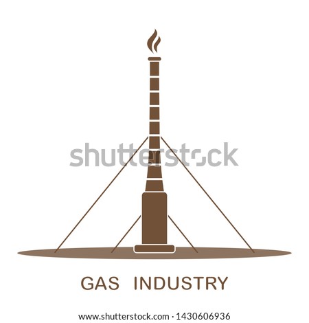 Vector illustration with equipment for gas production. Gas industry. Drilling gas rig.