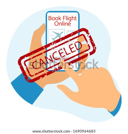 Vector illustration Quarantine. Cancellation of booking flights Coronavirus China virus COVID-19 Quarantine Pandemic Reducing risk of infection, disease prevention measures. Stay at home. Health care