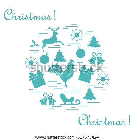 Vector Illustration Of Different New Year And Christmas Symbols