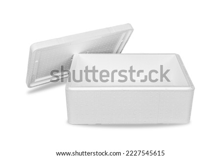 Image, Stock Photo Styrofoam box with food from snack bar on shimmering satin bed sheet