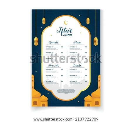 Ramadan iftar menu template design for restaurant 