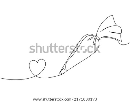 Continuous one line drawing of pastry bag. Vector illustration