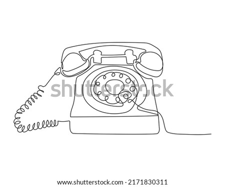 Continuous one line drawing of old telephone. Vector illustration