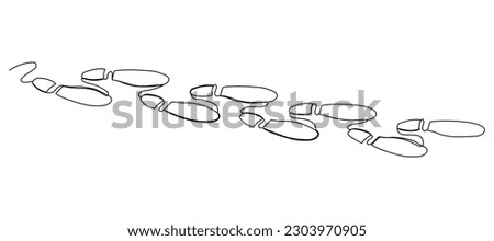 Continuous one line drawing of footsteps. Simple vector illustration