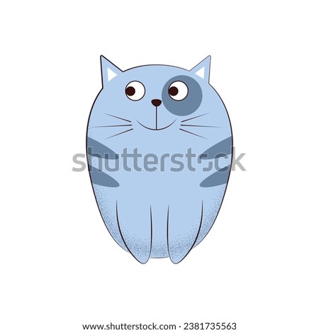 Cat. Cute blue cat. Striped cat in cartoon style. Vector illustration isolated on a white background