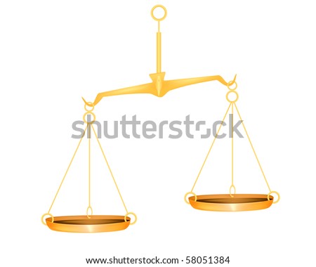 Illustration of the golden scales over white background