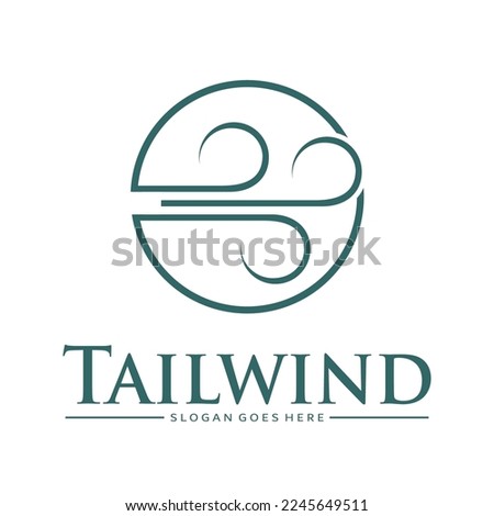 Creative tailwind concept logo design on white background