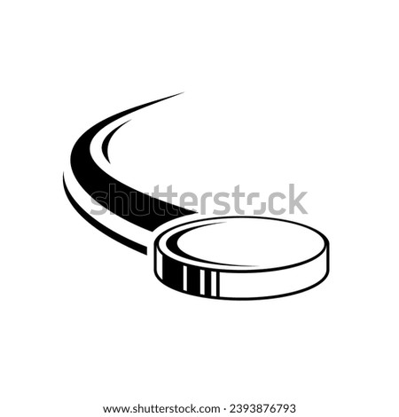 Flying hockey puck, for sports design or idea of logo