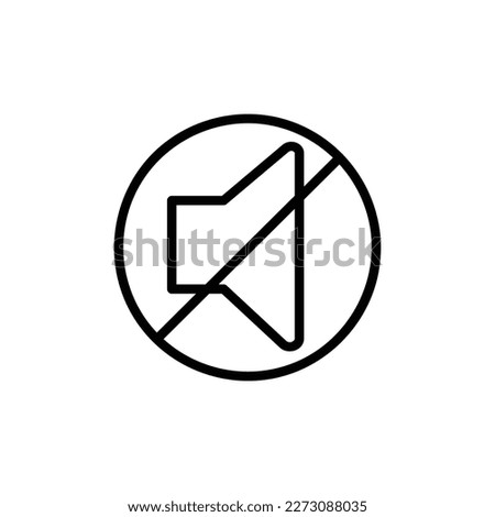 Mute Vector Icon, Outline style, isolated on white Background.