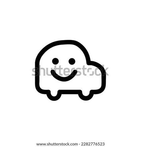 Waze Vector icon, Outline style, isolated on white Background.