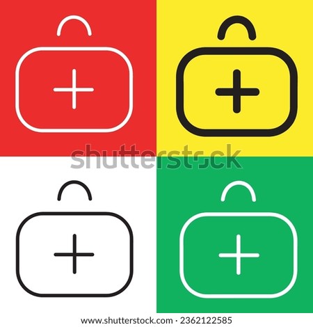 First aid kit Vector Icon, Outline style icon, from Adventure icons collection, isolated on Red, Yellow, White and Green Background.