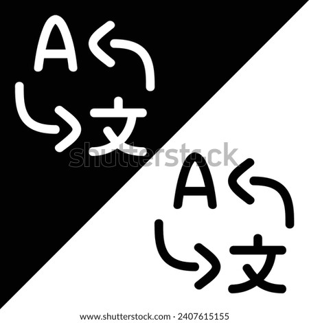Translate vector icon, Outline style, isolated on Black and White Background.