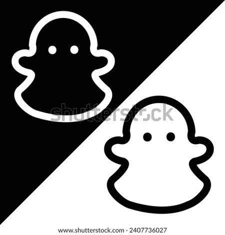Snapchat Vector Icon, Outline style, isolated on Black and White Background