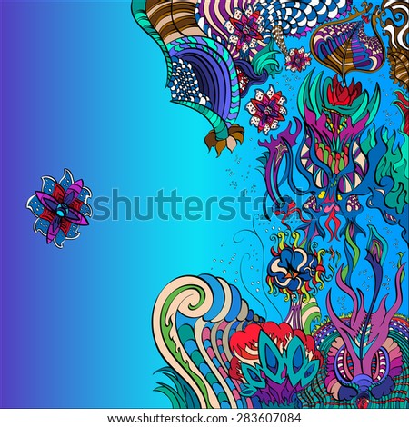 Decorative  background floral underwater design for text or logo