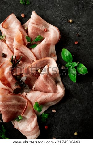 Similar – Image, Stock Photo Close up of raw whole chicken on dark rustic background with ingredients for tasty home cooking. Preparation and chicken marinating with lemon, honey and  mustard. Home cuisine. Top view