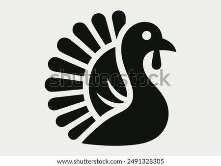 Turkey bird. Vector pictogram. Poultry and farm, agricultural sign, vector graphics, flat pattern on white background, eps 10