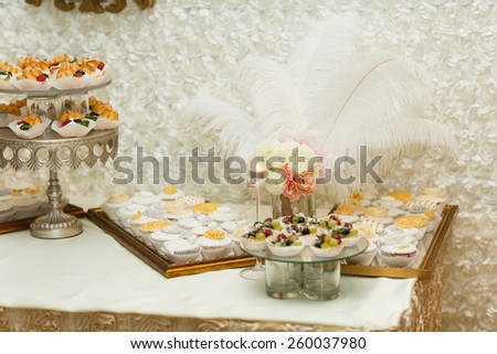 wedding Diversity of pastry decorated with fruit