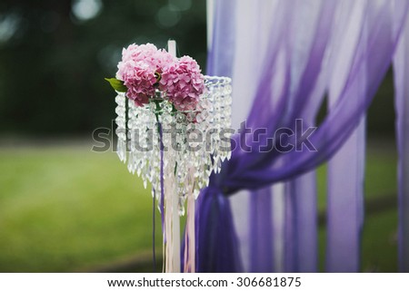 elegantly tasteful decorated with flowers and ribbons wedding arch, summer, lviv, vintage, glamor, park, landscape