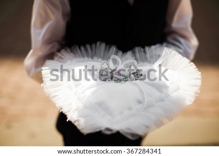 Similar – Foto Bild Kleiner eleganter Ringträger bei Gartenhochzeit