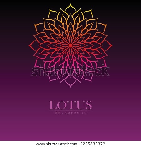 Lotus flower logo with mandala art. Vector design template of lotus icons on dark and pink background in flat and outline style with golden effect for eco, beauty, spa, yoga, medical companies.