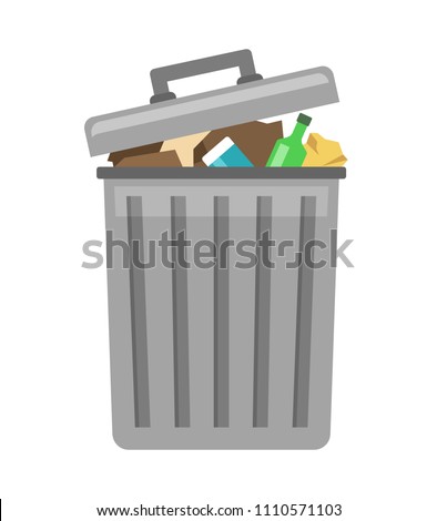 Trash can on white background