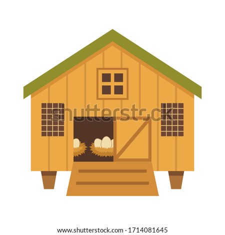 Chicken coop, hen house cartoon vector illustration