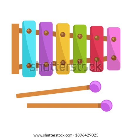 Cute xylophone toy, music instrument for kids vector illustration