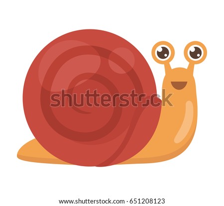 Cheerful little snail isolated on white background, vector illustration.