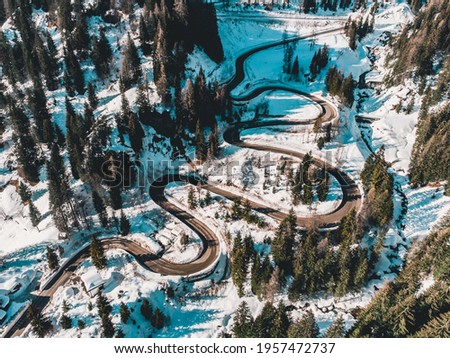 Similar – Image, Stock Photo Alpine road with hairpin bends