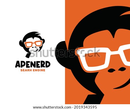 Abstract Nerd Monkey Face Logo Template