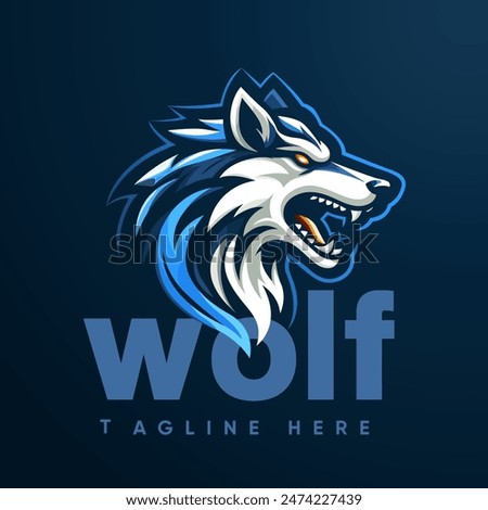 Angry roaring wolf logo design template. incorporates a sleek and modern design, featuring a dynamic and aggressive-looking wolf. vector illustration