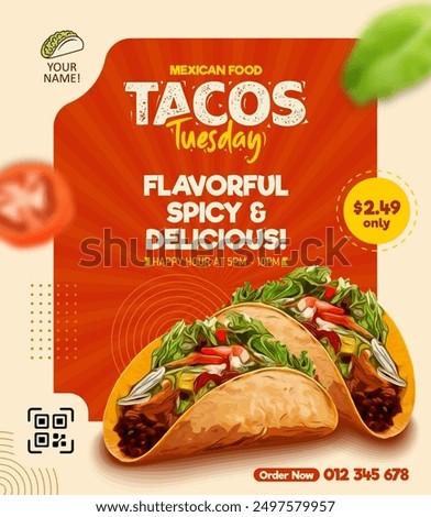 Mexican food promotion vector design post, flyer and social media banner post template