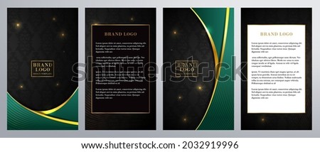 Ornate gold brochure flyer template for fancy invitations weddings menus stationary advertisement with jade gold color