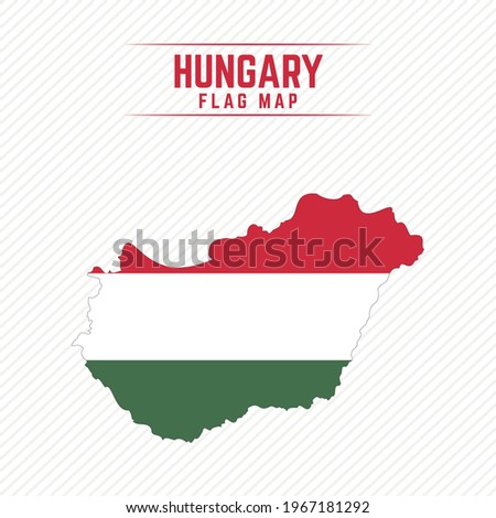 Flag Map of Hungary. Hungary Flag Map