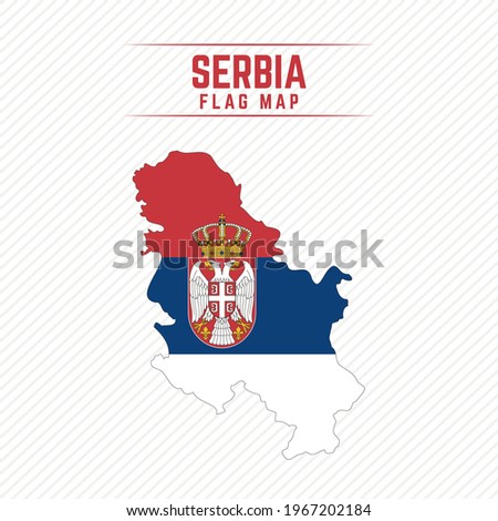 Flag Map of Serbia. Serbia Flag Map