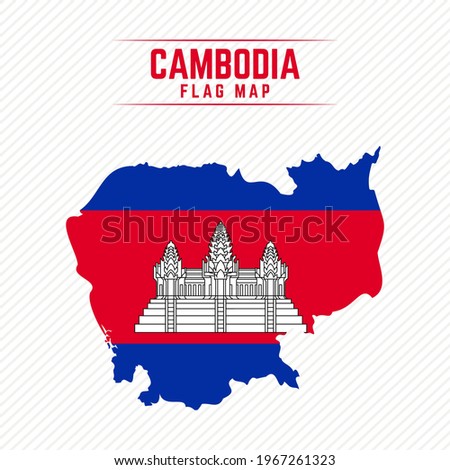 Flag Map of Cambodia. Cambodia Flag Map