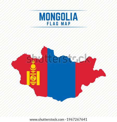 Flag Map of Mongolia. Mongolia Flag Map