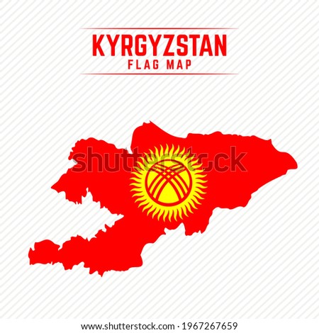 Flag Map of Kyrgyzstan. Kyrgyzstan Flag Map