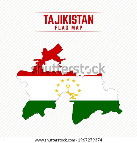 Flag Map of Tajikistan. Tajikistan Flag Map