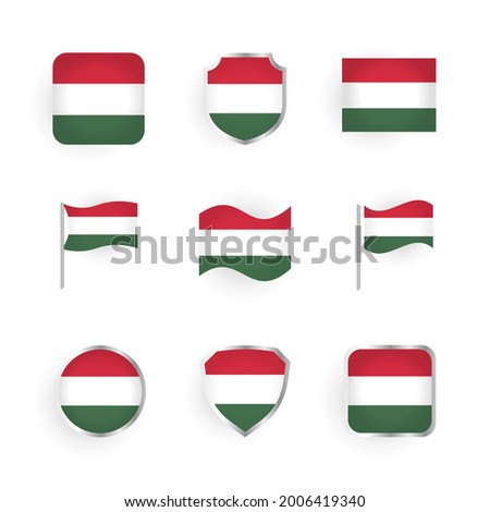 Hungary Flag Icons Set Stylish Design